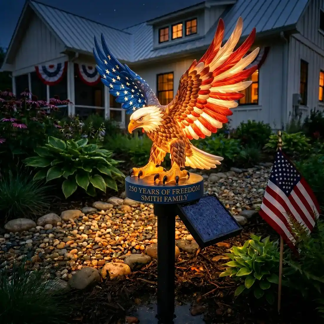 Personalized Solar Eagle Garden Light American Freedom Tribute